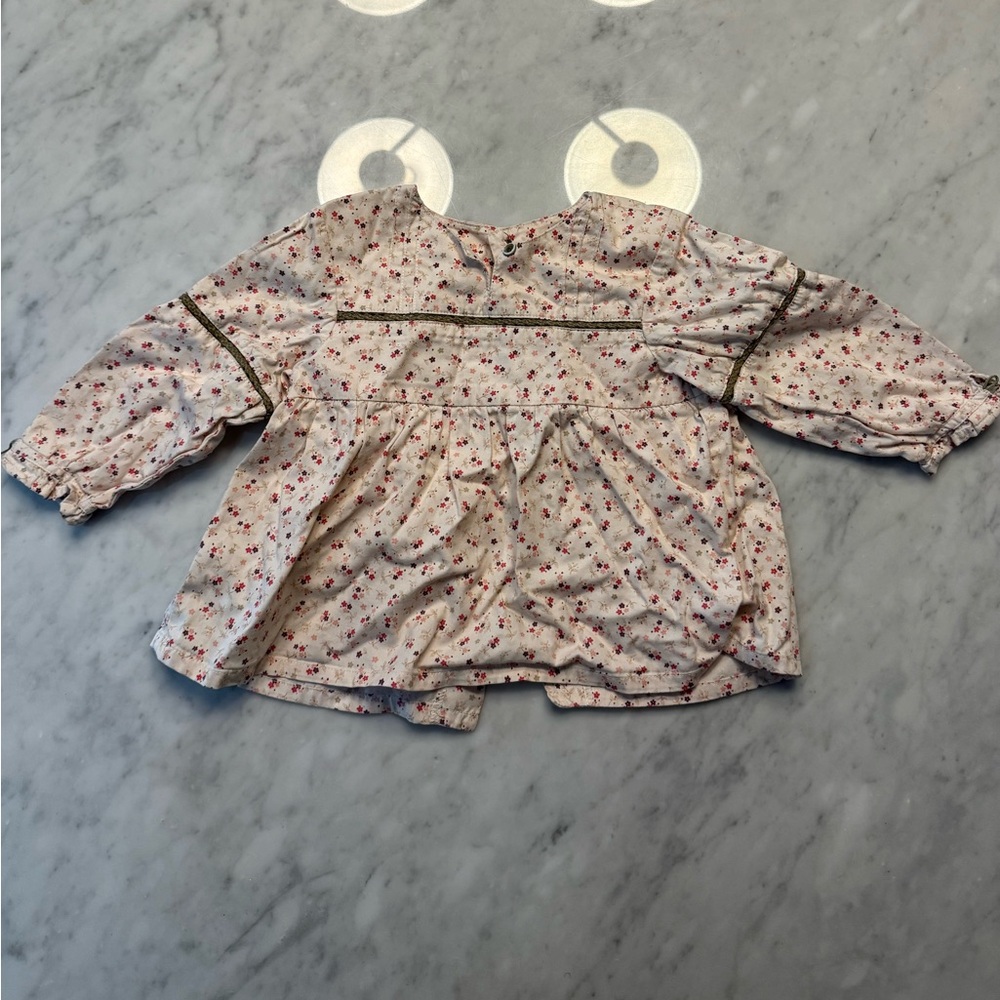 Jacadi Delicate Floral Top Blouse Cream and Pink 12 M 74cm 1T